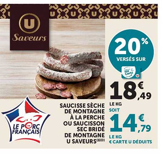 U Saveurs Saucisse sèche de montagne