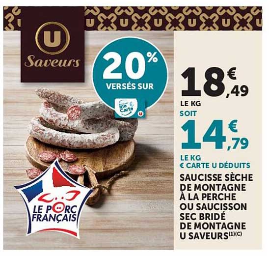 U Saveurs SAUCISSE SÈCHE DE MONTAGNE