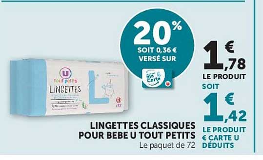 U Tout petits Lingettes classiques pour bebe