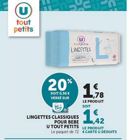 U Tout Petits Lingettes classiques pour bebe