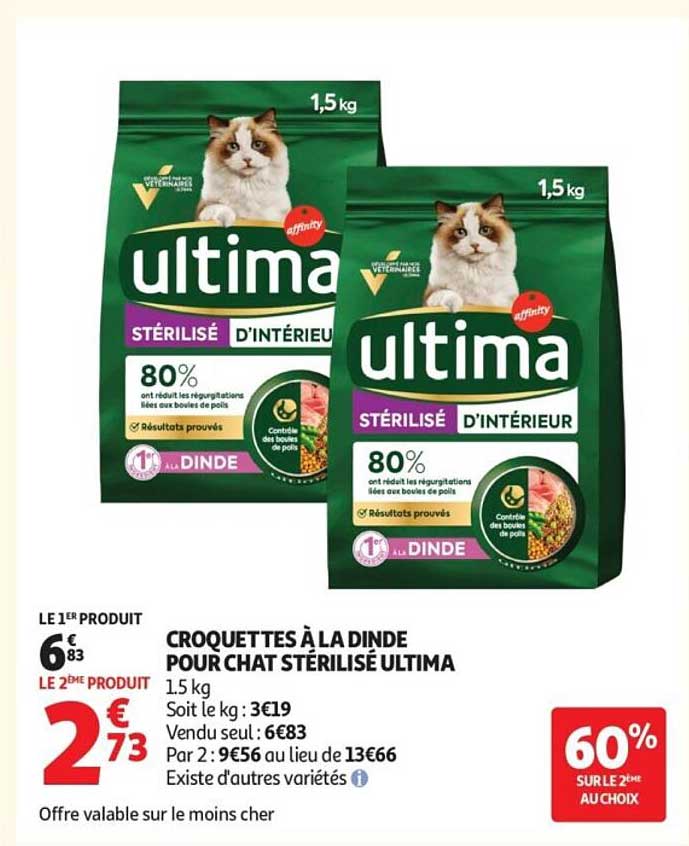Ultima Croquettes à la dinde pour chat stérilisé Ultima