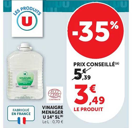 Vinaigre ménager U 14° 5L