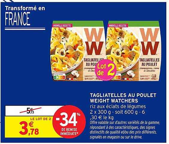 Weight Watchers Tagliatelles au poulet