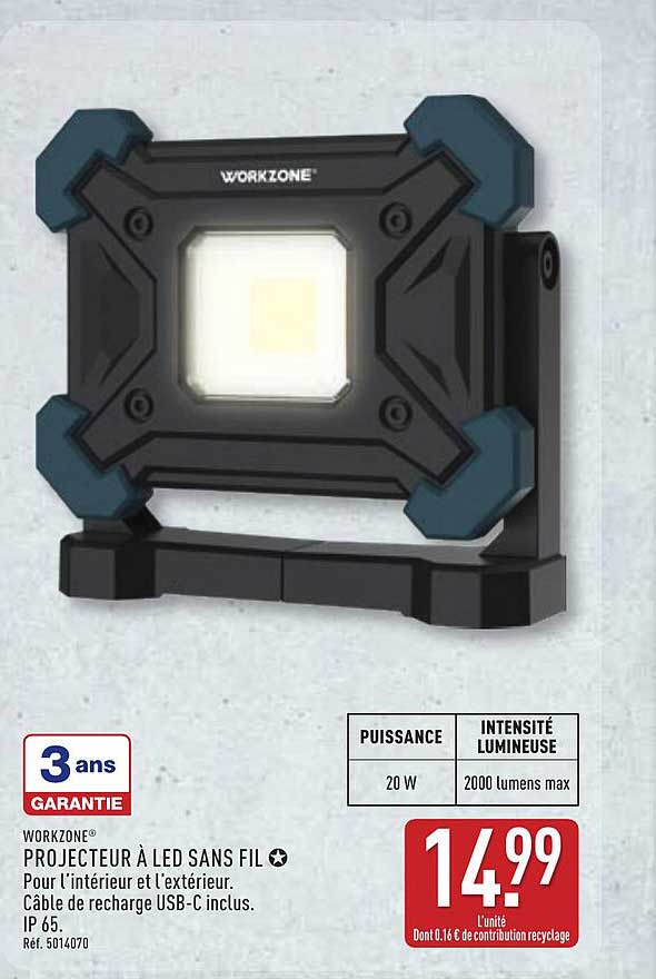 WORKZONE PROJECTEUR À LED SANS FIL