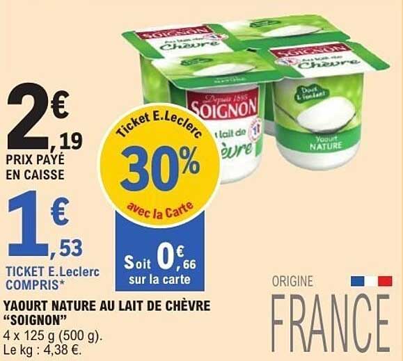 YOGOURT NATURE AU LAIT DE CHÈVRE “SOIGNON”