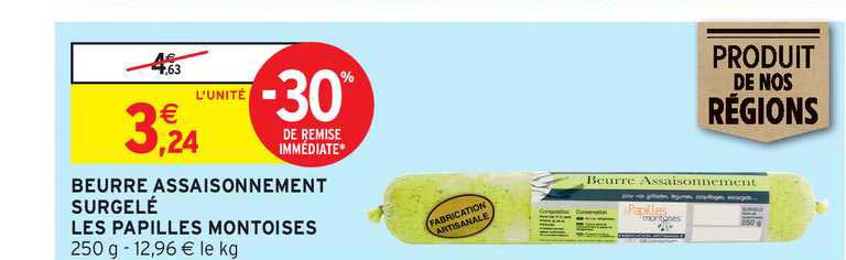 beurre assaisonnement surgelé les papilles montoises