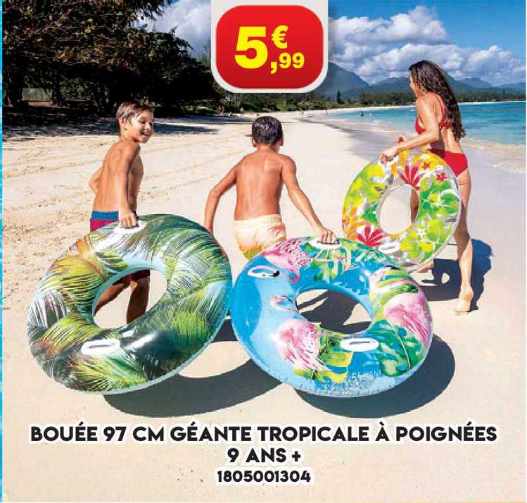 bouée 97 cm géante tropicale à poignées 9 ans+