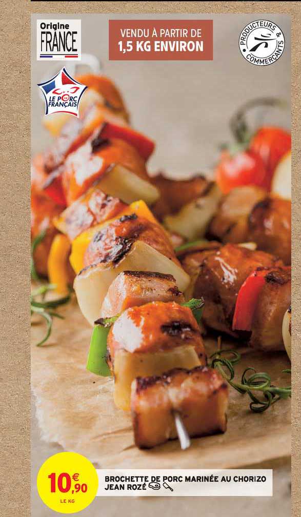 brochette de porc marinée au chorizo jean rozé