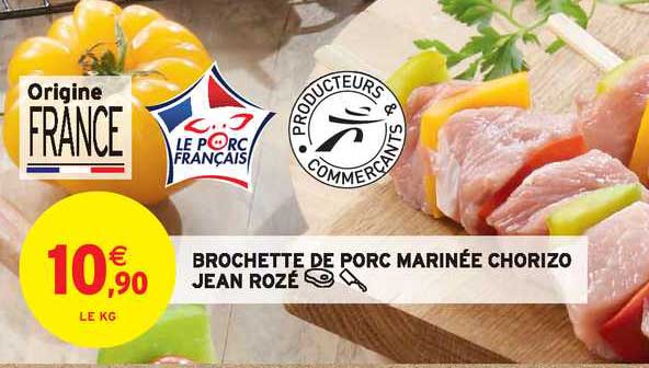 brochette de porc marinée chorizo jean rozé