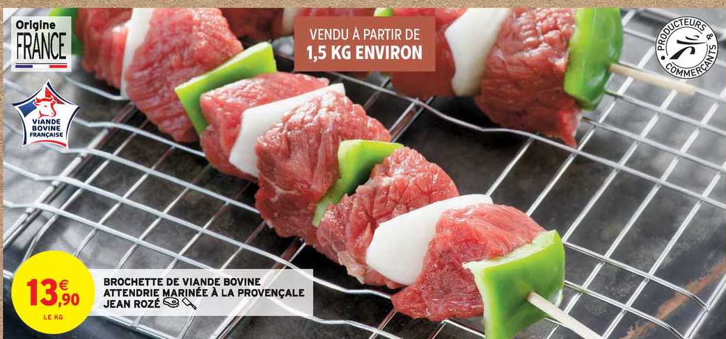 brochette de viande bovine attendrie marinée à la provençale jean rozé