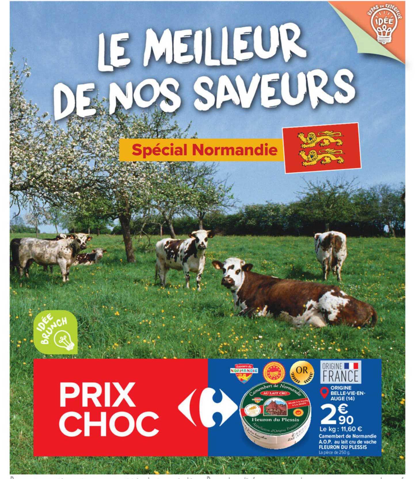 camembert de normandie a.o.p. au lait de vache fleuron du plessis