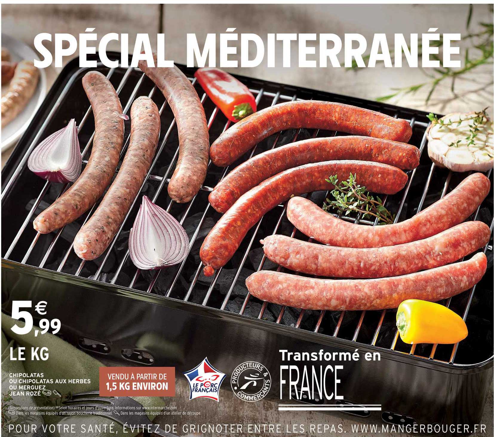 chipolatas ou chipolatas aux herbes ou merguez jean rozé