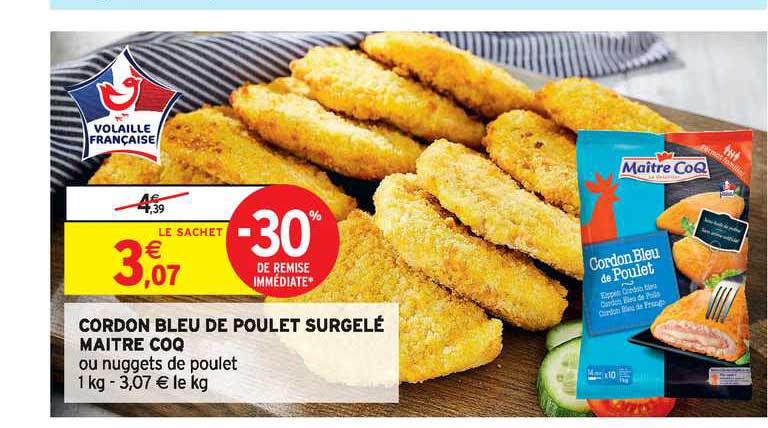 cordon bleu de poulet surgelé maître coq