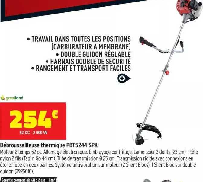 débroussailleuse thermique pbt5244 spk greatland