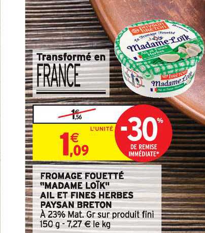 fromage fouetté "madame loïk" ail et fines herbes paysan breton