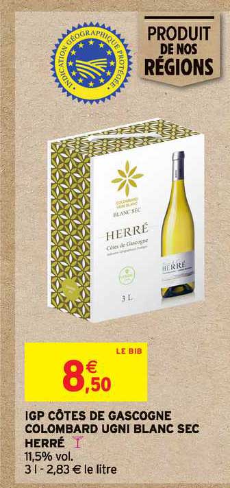 igp côtes de gascogne colombard ugni blanc sec herré