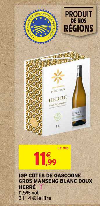 igp côtes de gascogne gros manseng blanc doux herré