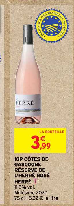 igp côtes de gascogne réserve de l'herré rosé herré