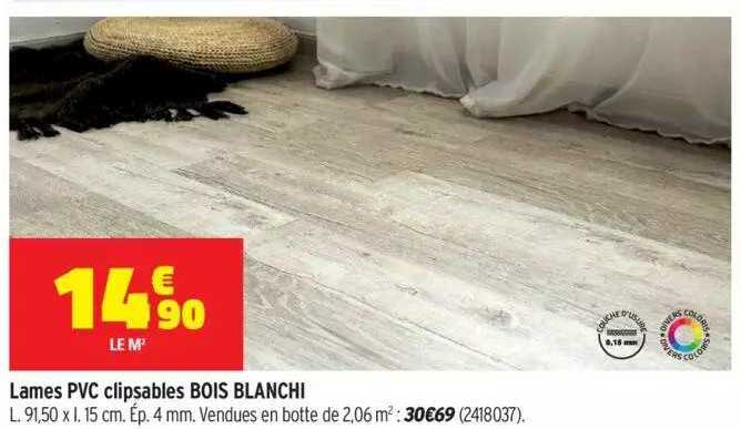 lames pvc clipsables bois blanchi