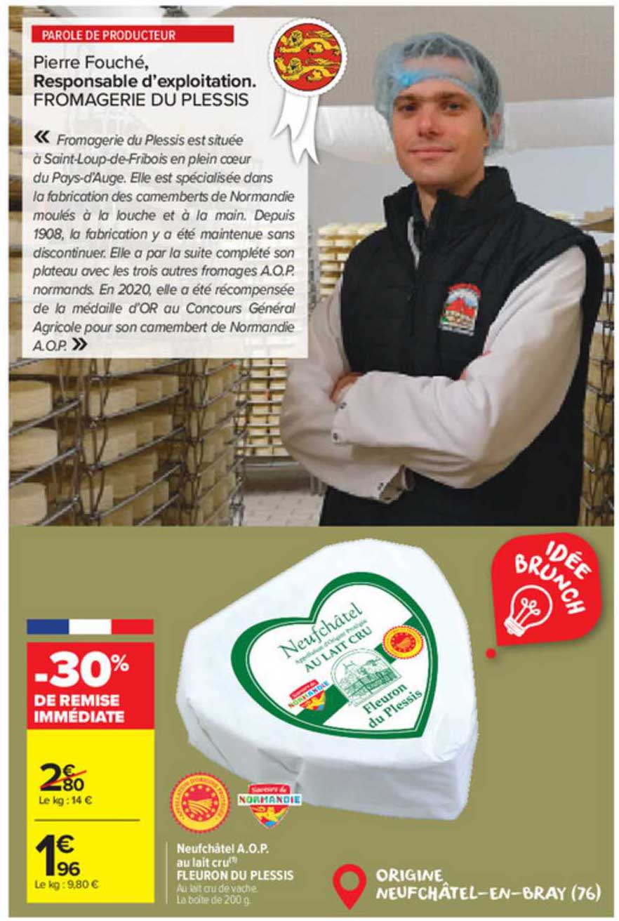 neufchâtel a.o.p. au lait cru fleuron du plessis
