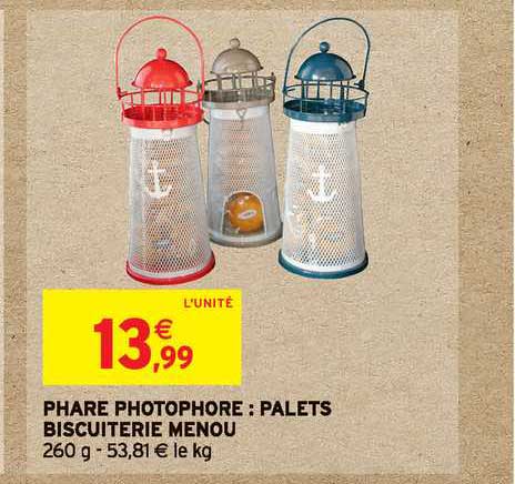 phare photophore : palets biscuiterie menou