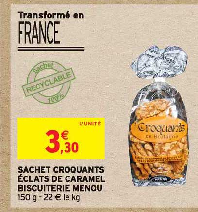 sachet croquants éclats de caramel biscuiterie menou