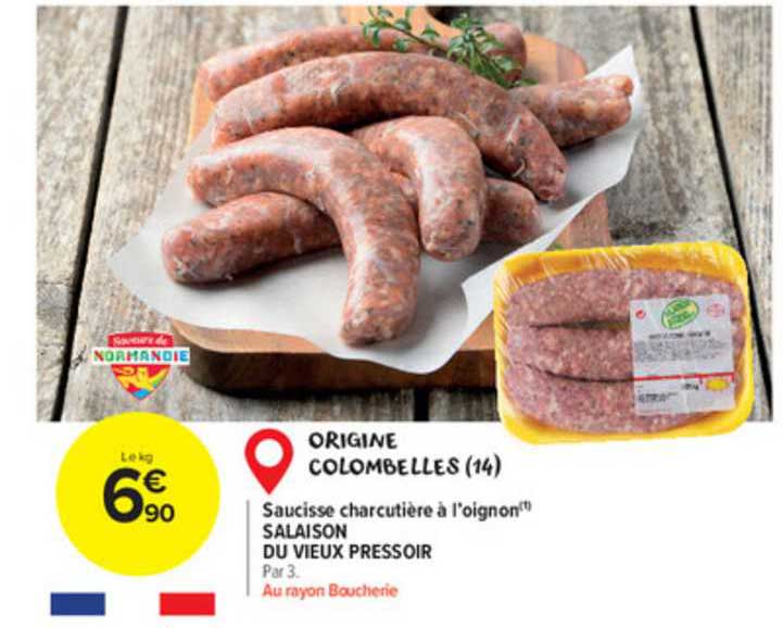 saucisse charcutière à l'oignon salaison du vieux pressoir