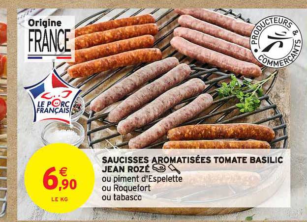 saucisses aromatisées tomate basilic jean rozé