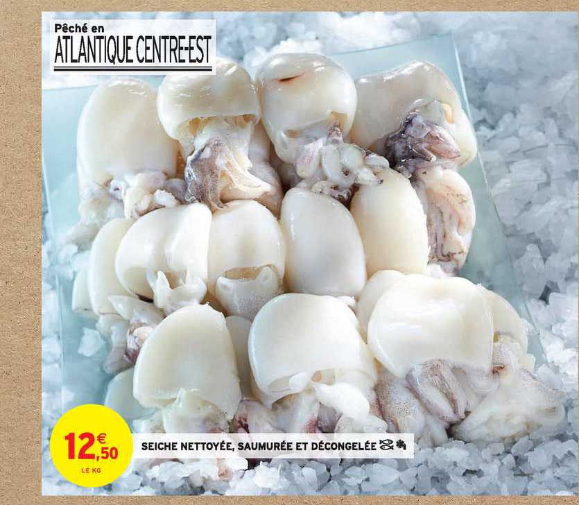 seiche nettoyée, saumurée et décongelée