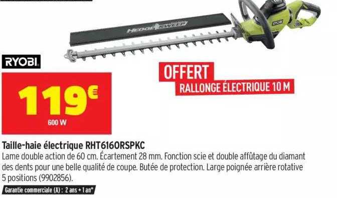 taille-haie électrique rht 6160rspkc ryobi
