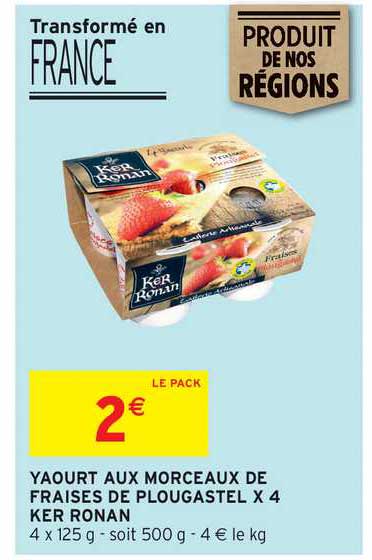 yaourt aux morceaux de fraises de plougastel x4 ker ronan