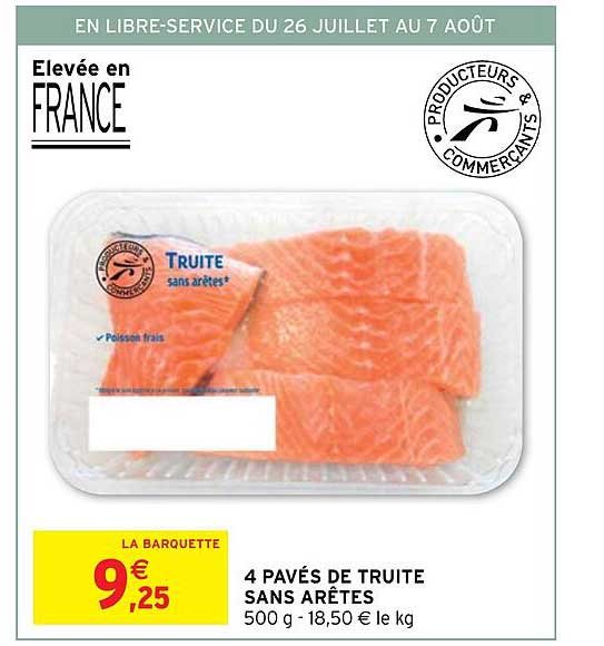 4 pavés de truite sans arêtes