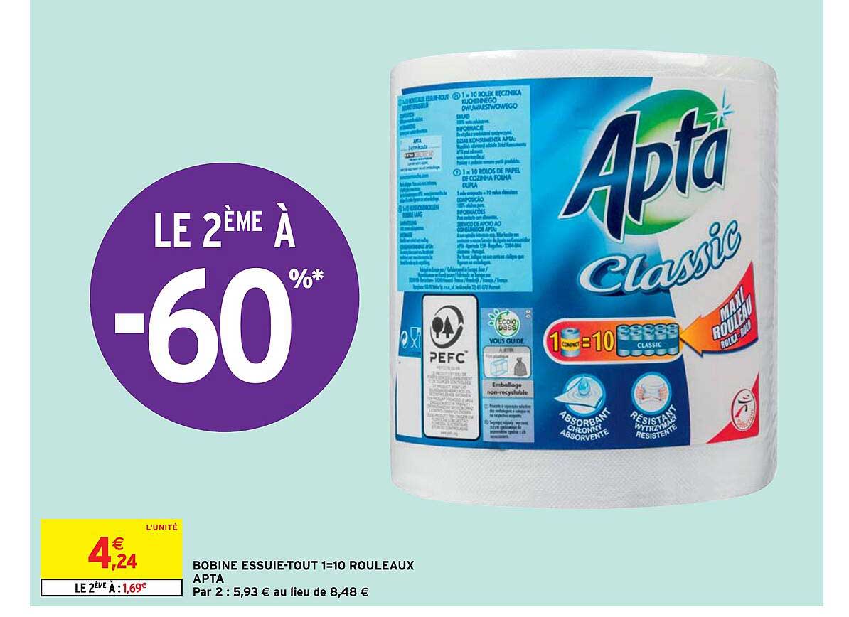 bobine essuie-tout 1=10 rouleaux apta
