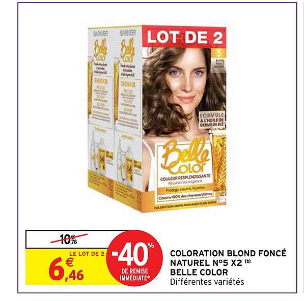 coloration blond foncé naturel n°5 x 2 belle color