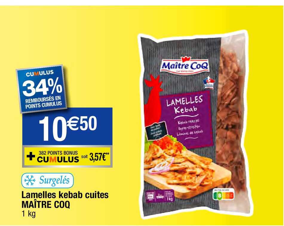 lamelles kebab cuites maître coq