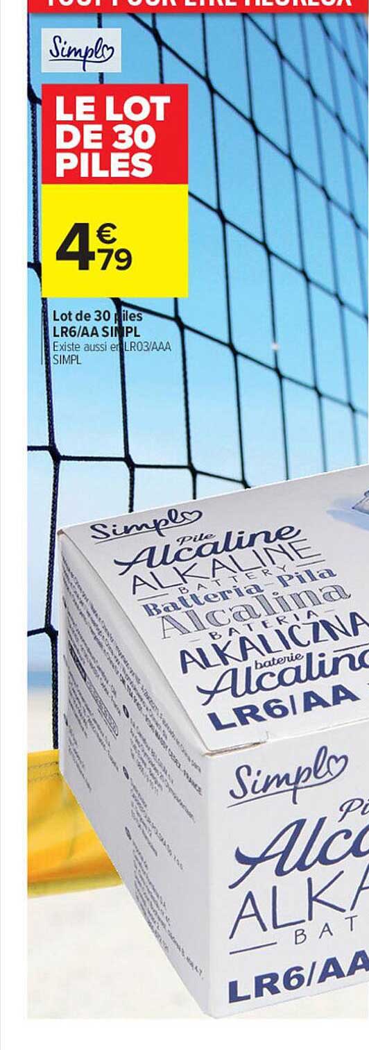 lot de 30 piles lr6-aa simpl
