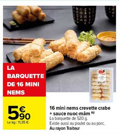 16 mini nems crevette crabe + sauce nuoc-mâm