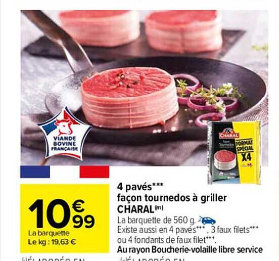 4 Pavés Façon Tournedos à Griller Charal