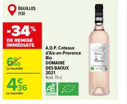 a.o.p. coteaux d'aix-en-provence bio domaine des baoux 2021