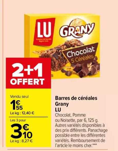 barres de céréales grany lu