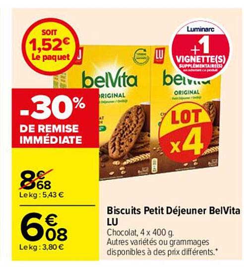 Biscuits Petit Déjeuner Belvita Lu