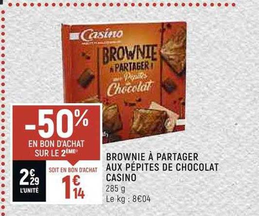 brownie à partager aux pépites de chocolat casino