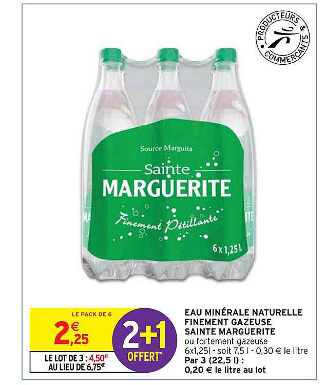 eau minérale naturelle finement gazeuse sainte marguerite