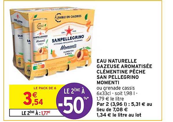 eau naturelle gazeuse aromatisée clémentine pêche san pellegrino momenti