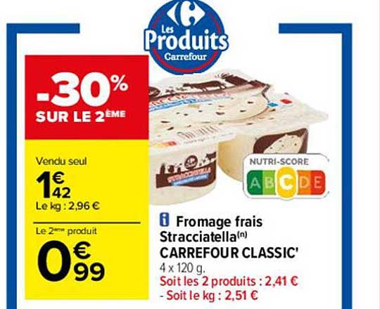 Fromage Frais Stracciatella Carrefour Classic
