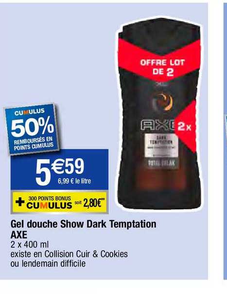 gel douche show dark temptation axe