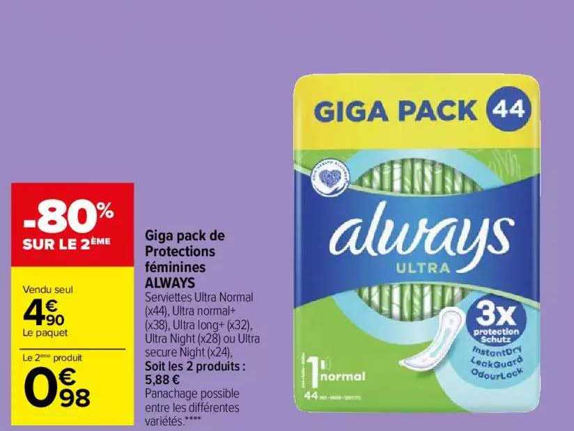 giga pack de protections féminines always