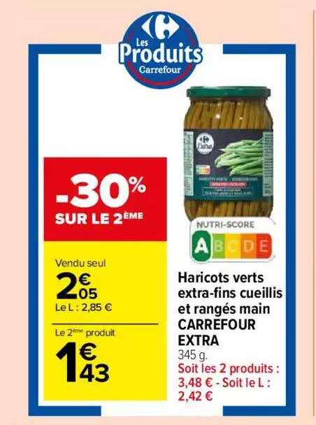 Haricots Verts Extra-fins Cueillis Et Rangés Main Carrefour Extra