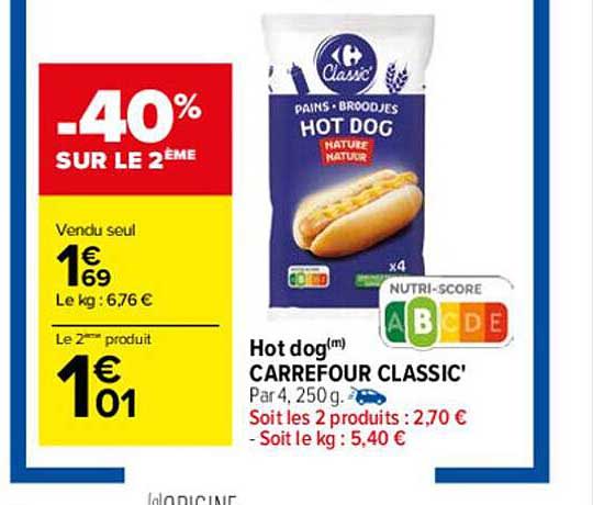 hot dog carrefour classic