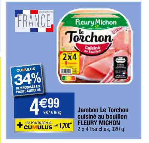 jambon le torchon cuisiné au bouillon fleury michon
